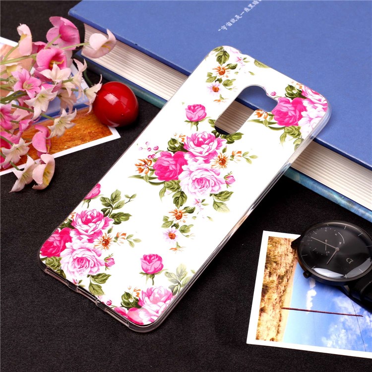 Luminous IMD Patterned Soft TPU Mobile Cover Case for Xiaomi Pocophone F1 / Poco F1 (India) - Blooming Peonies-1
