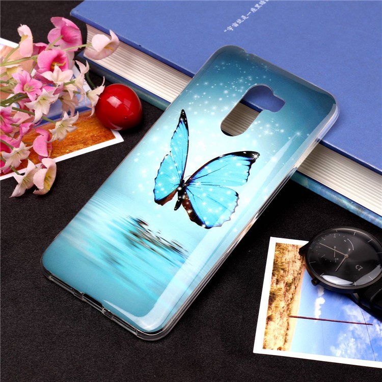 Luminous IMD Patterned Soft TPU Cover for Xiaomi Pocophone F1 / Poco F1 (India) - Shining Blue Butterfly-1