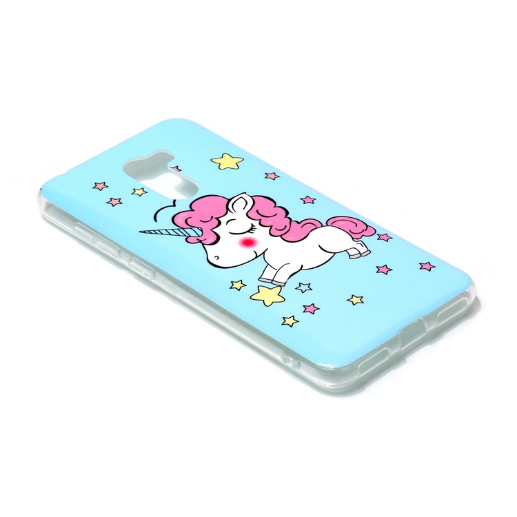 Luminous IMD Patterned Soft TPU Phone Super Thin Casing for Xiaomi Pocophone F1 / Poco F1 (India) - Blue Background and Unicorn-3