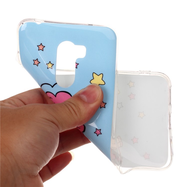 Luminous IMD Patterned Soft TPU Phone Super Thin Casing for Xiaomi Pocophone F1 / Poco F1 (India) - Blue Background and Unicorn-4