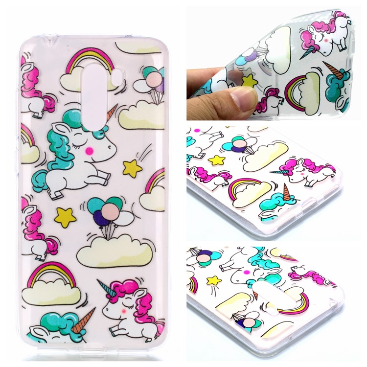Pattern Printing TPU Back Case for Xiaomi Pocophone F1 / Poco F1 in India - Cloud and Unicorn-1