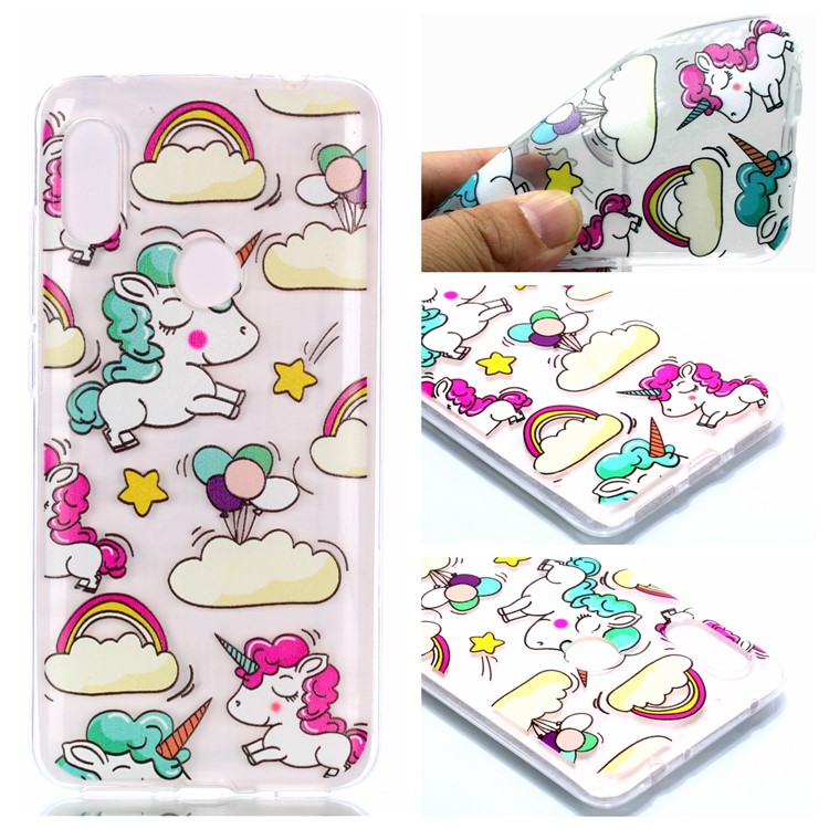 Pattern Printing Soft TPU Back Case for Xiaomi Redmi Note 6 - Rainbow Unicorn-1
