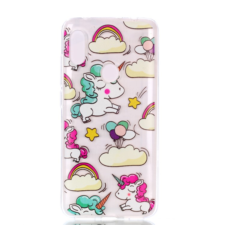 Pattern Printing Soft TPU Back Case for Xiaomi Redmi Note 6 - Rainbow Unicorn-2