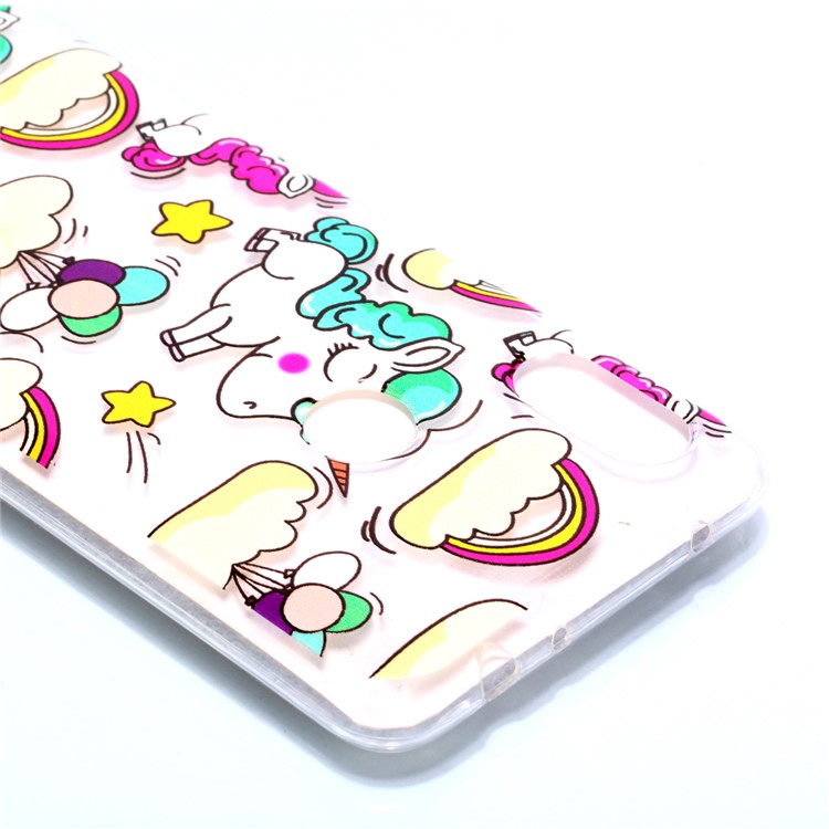 Pattern Printing Soft TPU Back Case for Xiaomi Redmi Note 6 - Rainbow Unicorn-4