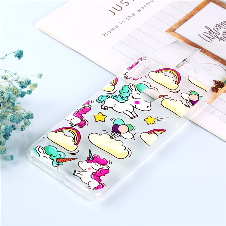 Pattern Printing Soft TPU Back Case for Xiaomi Redmi Note 6 - Rainbow Unicorn-6