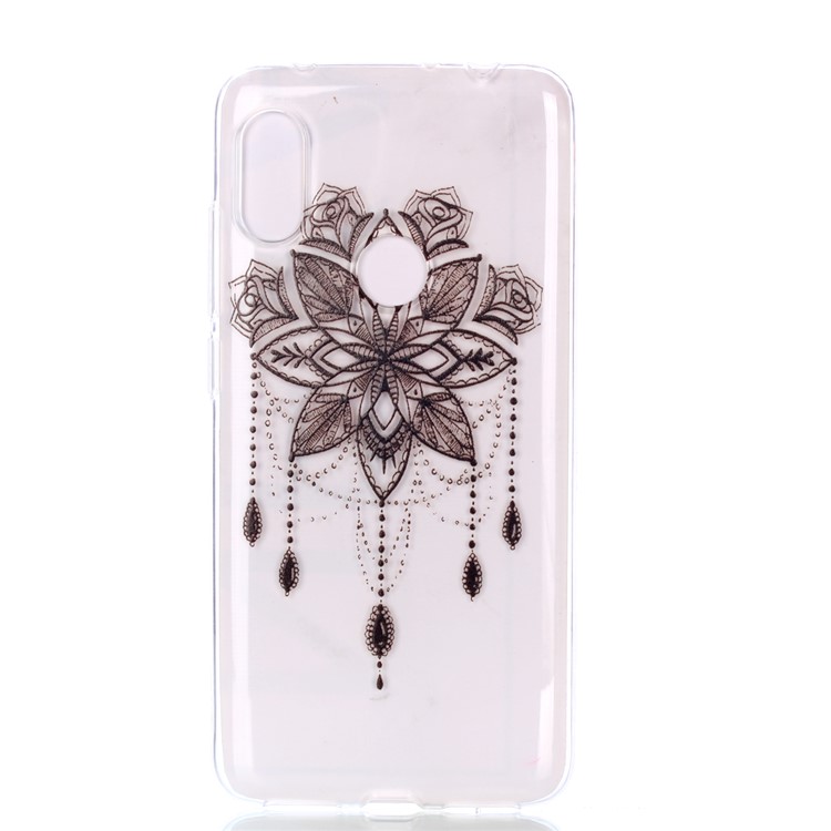 Pattern Printing Soft TPU Phone Case for Xiaomi Redmi Note 6 Pro - Black Flower-2
