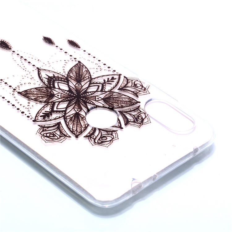 Pattern Printing Soft TPU Phone Case for Xiaomi Redmi Note 6 Pro - Black Flower-4
