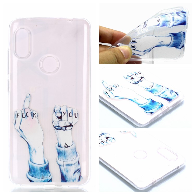 Pattern Printing Soft TPU Phone Cover for Xiaomi Redmi Note 6 Pro - Hand Gesture-1