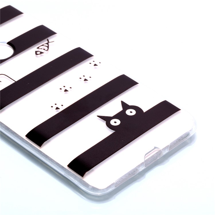 Pattern Printing Soft TPU Mobile Case for Xiaomi Redmi Note 6 Pro - Stripes and Cat-3