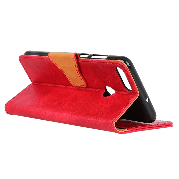 Crazy Horse Split Leather Wallet Phone Cover for Xiaomi Mi 8 Lite / Mi 8 Youth (Mi 8X) - Red-7