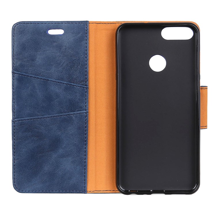 Crazy Horse Split Leather Cover Wallet Phone Shell for Xiaomi Mi 8 Lite / Mi 8 Youth (Mi 8X) - Blue-3
