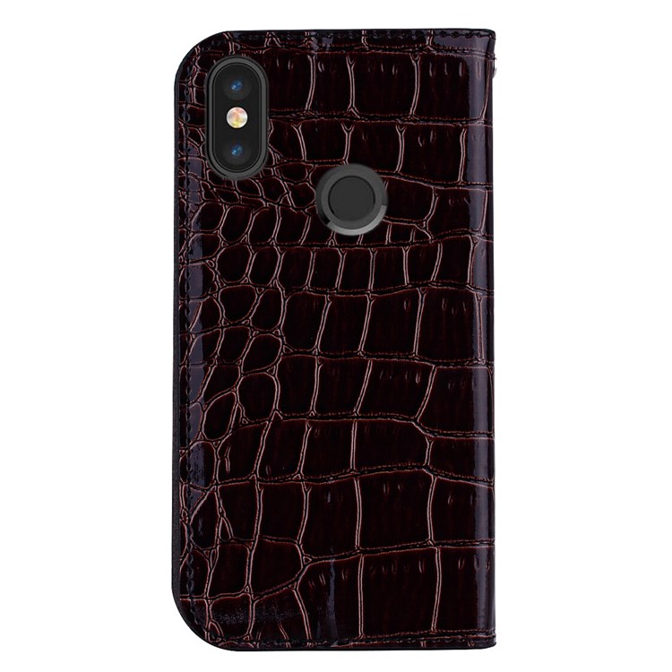 Crocodile Texture Glittery Sequins Splicing PU Leather Auto-absorbed Phone Case for Xiaomi Mi A2 / Mi 6X - Black-3