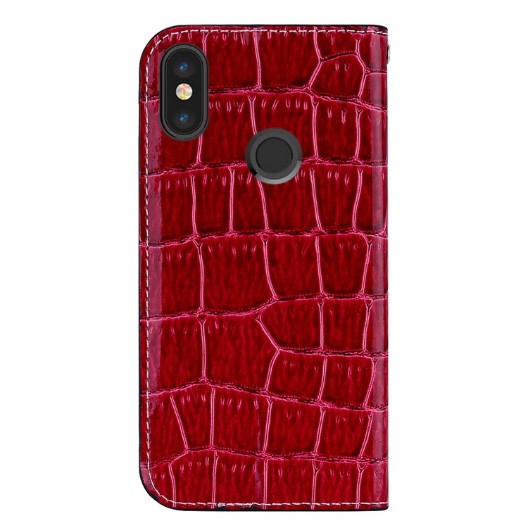 Crocodile Texture Glittery Sequins Splicing PU Leather Auto-absorbed Protection Case for Xiaomi Mi A2 / Mi 6X - Red-3