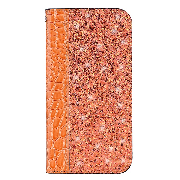 Crocodile Texture Glittery Sequins Splicing PU Leather Auto-absorbed Phone Cover Shell Case for Xiaomi Mi A2 / Mi 6X - Orange-2