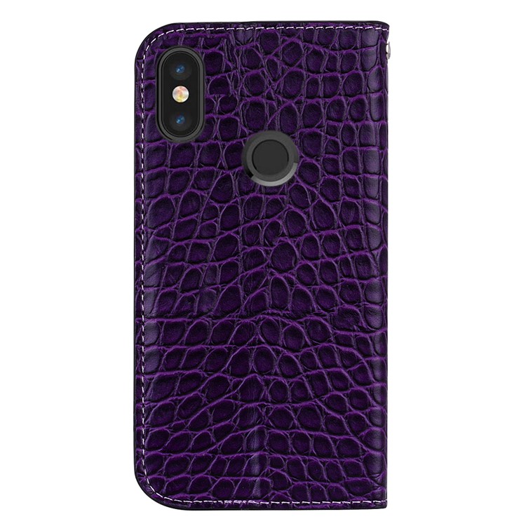 Crocodile Texture Glittery Sequins Splicing PU Leather Auto-absorbed Case for Xiaomi Redmi S2 / Redmi Y2 - Dark Purple-4