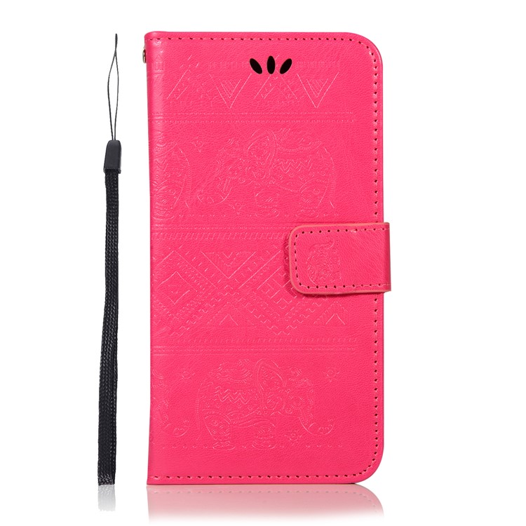 Imprinted Elephant Flip Leather Wallet Stand Case for Xiaomi Mi A2 Lite / Redmi 6 Pro - Rose-2