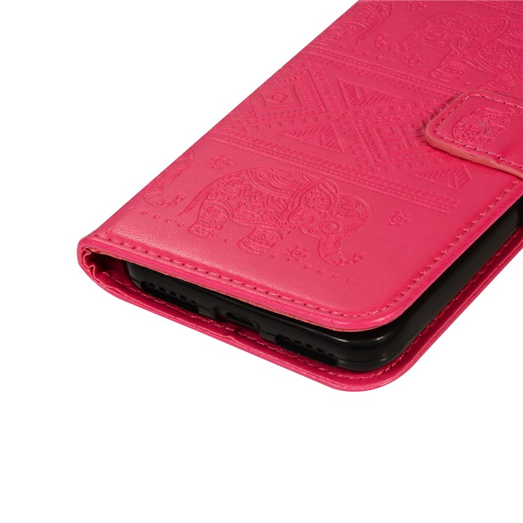 Imprinted Elephant Flip Leather Wallet Stand Case for Xiaomi Mi A2 Lite / Redmi 6 Pro - Rose-7