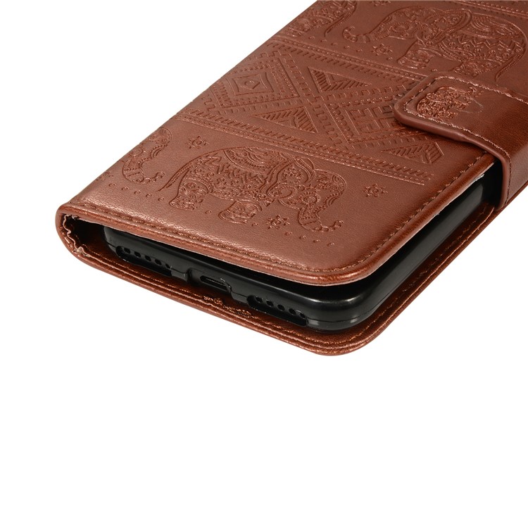 Imprinted Elephant Flip Leather Stand Wallet Case for Xiaomi Mi A2 Lite / Redmi 6 Pro - Brown-7