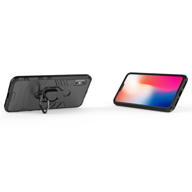 Cool Guard Plastic TPU Hybrid Case with Metal Ring Holder for Xiaomi Redmi Note 6 Pro - Black-7