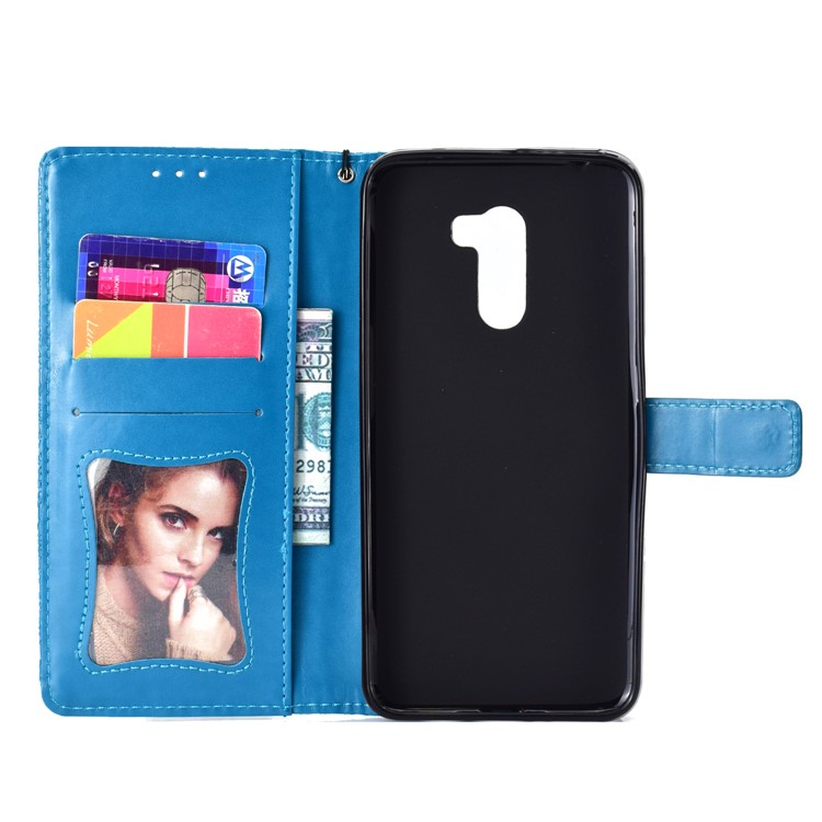 Imprint Leaf PU Leather Protection Mobile Phone Case for Xiaomi Pocophone F1 / Poco F1 (India) - Baby Blue-4