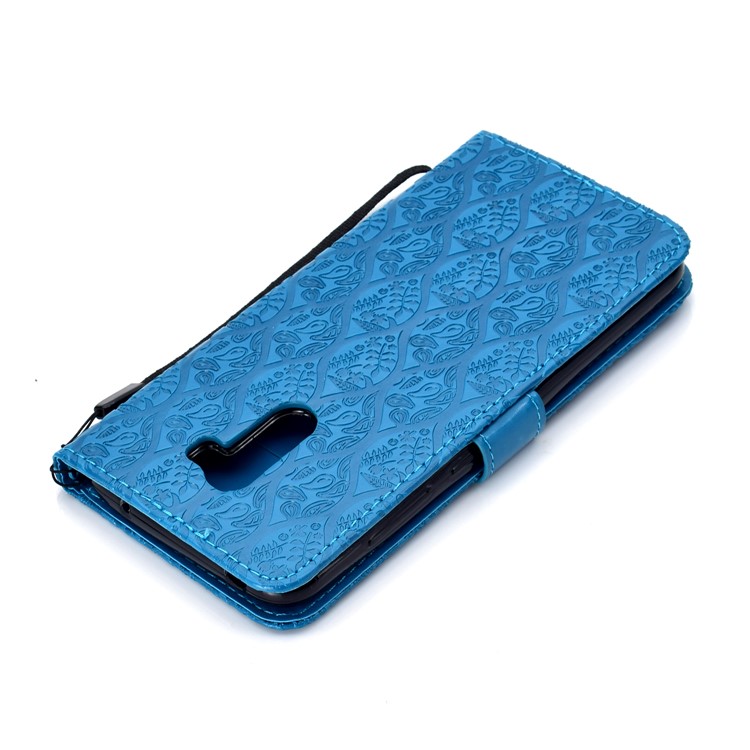 Imprint Leaf PU Leather Protection Mobile Phone Case for Xiaomi Pocophone F1 / Poco F1 (India) - Baby Blue-8