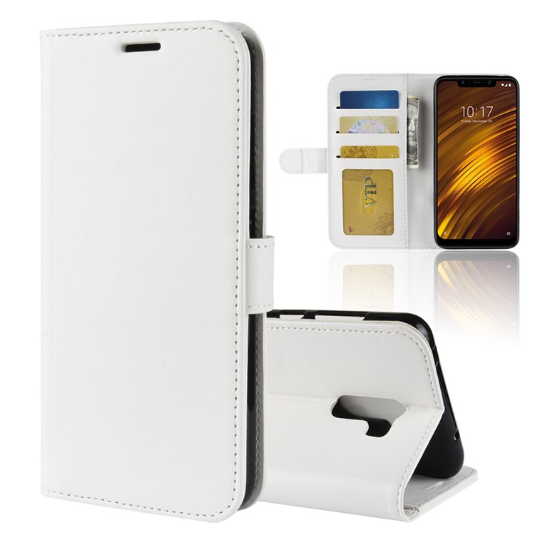 Crazy Horse Magnetic Stand Wallet Leather Cell Phone Case for Xiaomi Pocophone F1 / Poco F1 (India) - White-2
