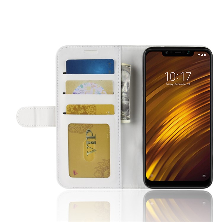 Crazy Horse Magnetic Stand Wallet Leather Cell Phone Case for Xiaomi Pocophone F1 / Poco F1 (India) - White-6