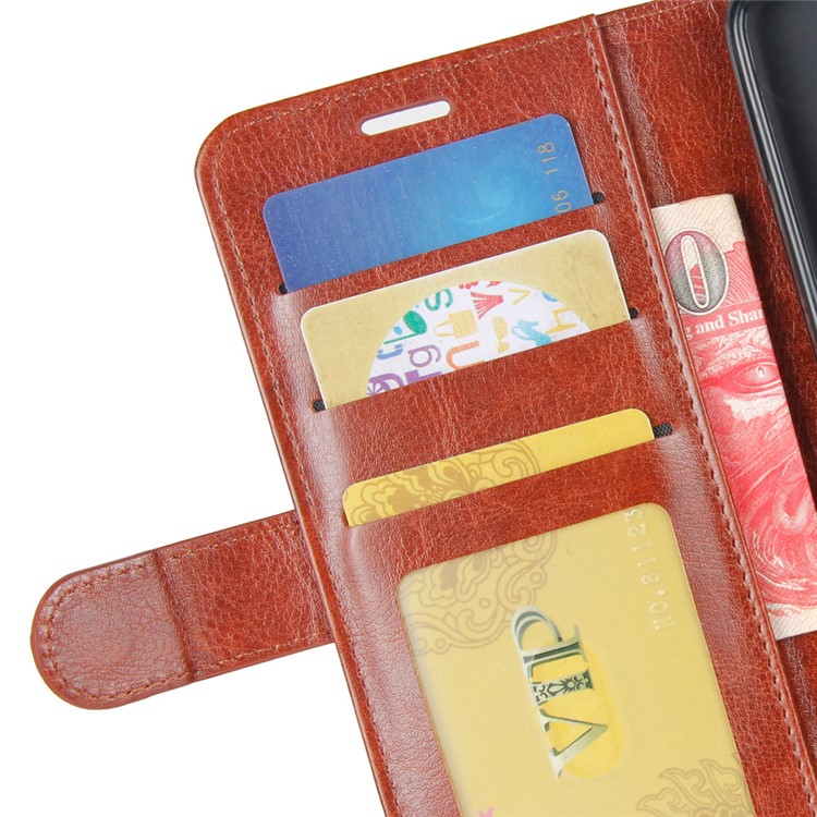 Crazy Horse Magnetic Stand Wallet Leather Mobile Phone Cover for Xiaomi Pocophone F1 / Poco F1 (India) - Brown-4