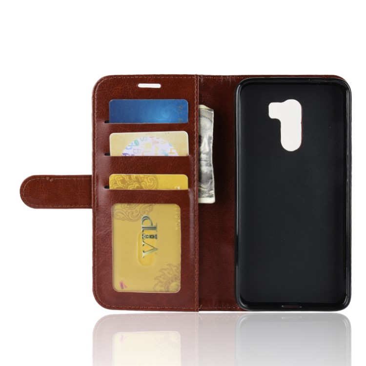 Crazy Horse Magnetic Stand Wallet Leather Mobile Phone Cover for Xiaomi Pocophone F1 / Poco F1 (India) - Brown-5