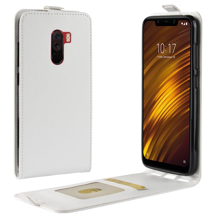 Crazy Horse Vertical Flip Card Slot Leather Case for Xiaomi Pocophone F1 / Poco F1 (India) - White-1