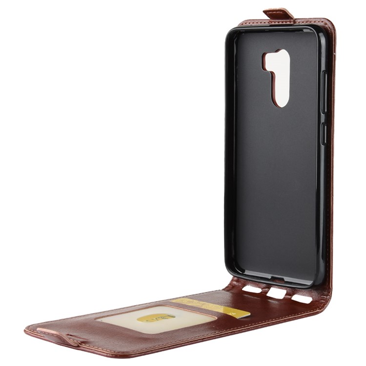 Crazy Horse Texture Vertical Flip Card Holder Leather Shell for Xiaomi Pocophone F1 / Poco F1 (India) - Brown-8
