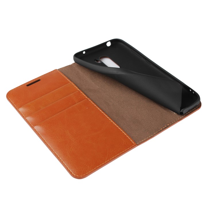Crazy Horse Genuine Leather Wallet Phone Casing with Stand for Xiaomi Pocophone F1 / Poco F1 (India) - Brown-6