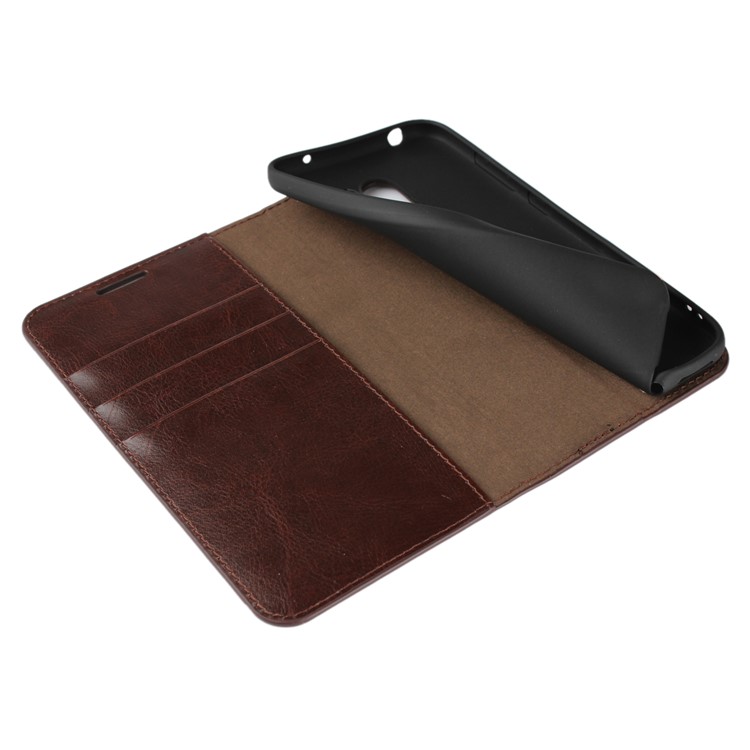 Crazy Horse Genuine Leather Wallet Phone Case with Stand for Xiaomi Pocophone F1 / Poco F1 (India) - Coffee-6