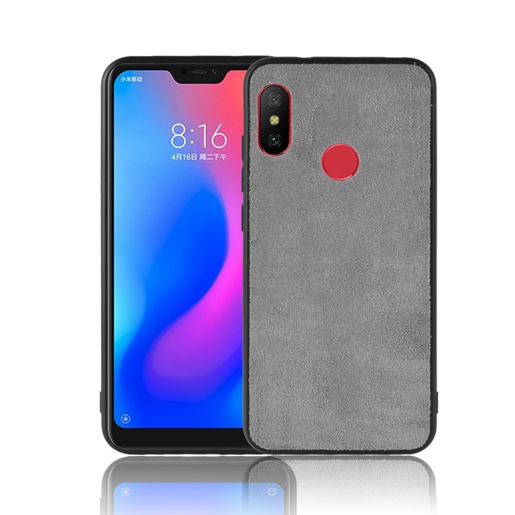 Retro Velvet Cloth Coated PC + TPU Hybrid Protective Case for Xiaomi Mi A2 Lite / Redmi 6 Pro - Grey-1