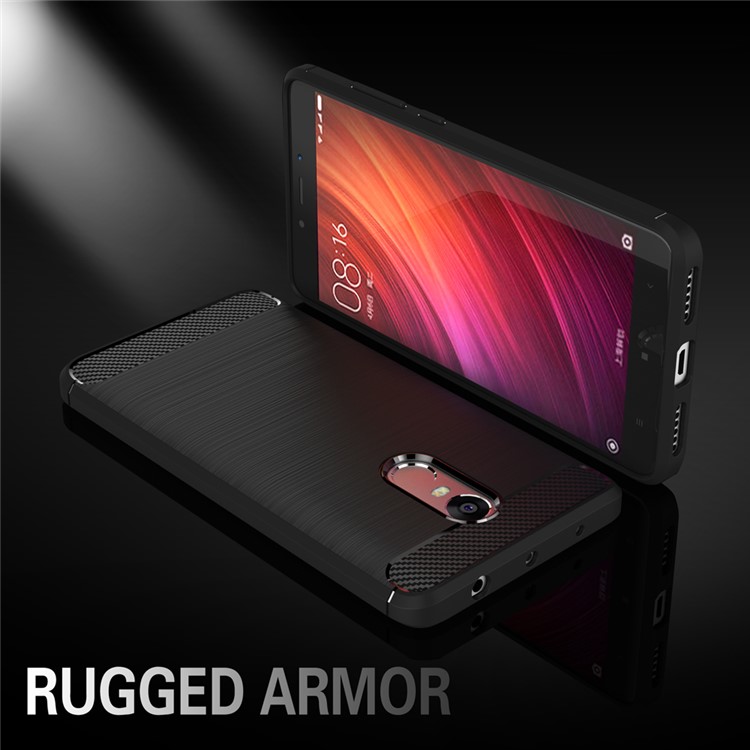 Carbon Fibre Brushed TPU Case for Xiaomi Redmi Note 4 - Black-2
