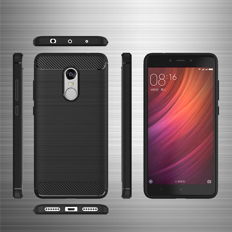 Carbon Fibre Brushed TPU Case for Xiaomi Redmi Note 4 - Black-6