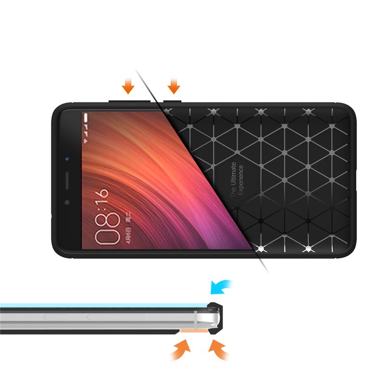 Carbon Fibre Brushed TPU Case for Xiaomi Redmi Note 4 - Black-7
