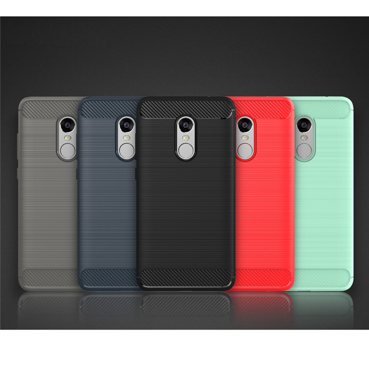 Carbon Fibre Brushed TPU Phone Case for Xiaomi Redmi Note 4 (MediaTek) / Note 4X - Red-2