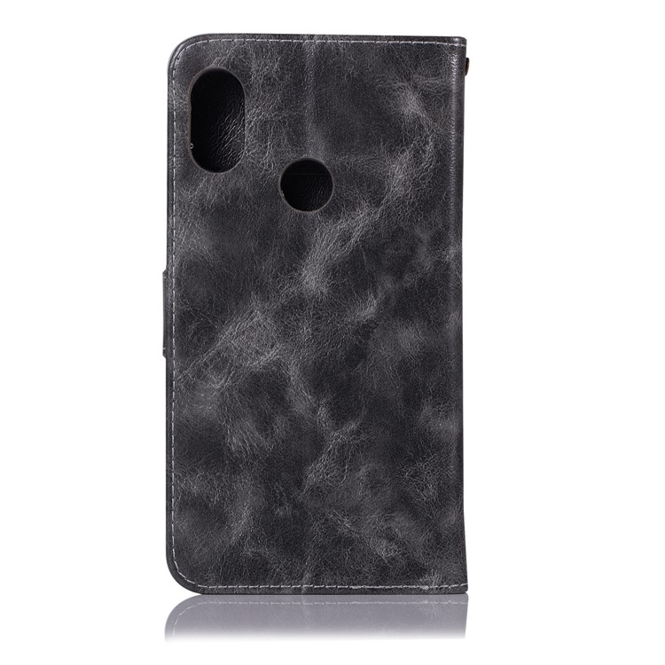 Retro Style PU Leather Folio Cover Case for Xiaomi Redmi Note 6 Pro - Grey-3