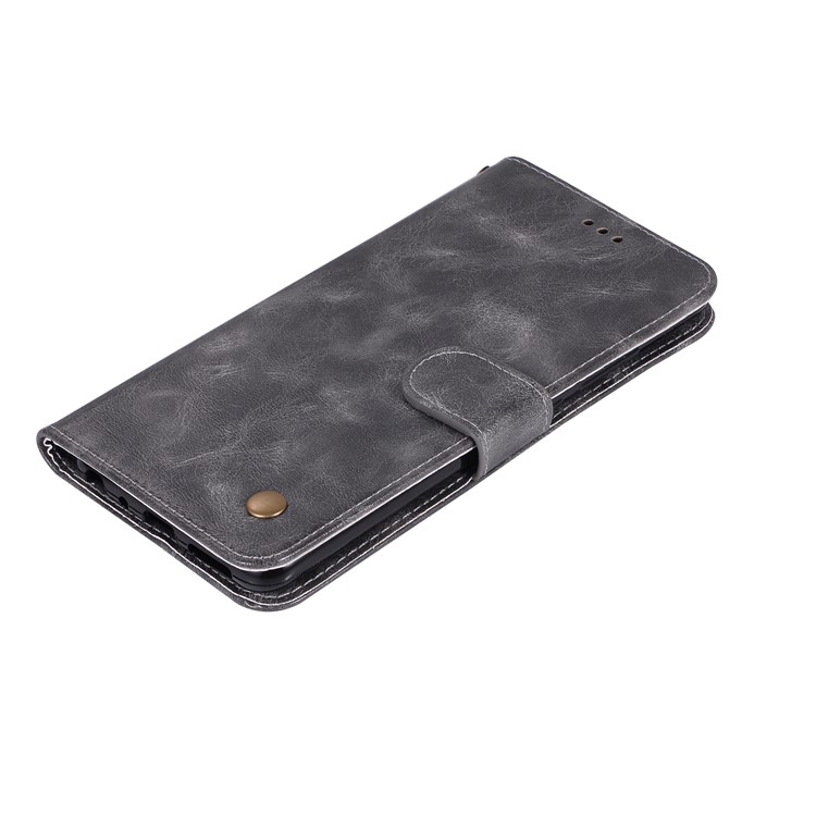 Retro Style PU Leather Folio Cover Case for Xiaomi Redmi Note 6 Pro - Grey-5