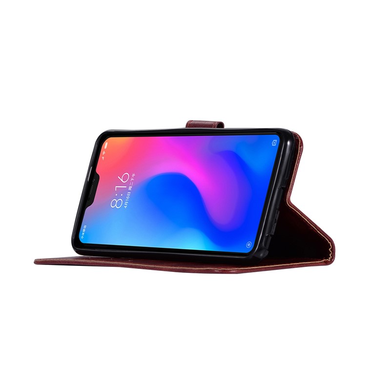 Retro Style PU Leather Folio Flip Accessory Casing for Xiaomi Redmi Note 6 Pro - Wine Red-7