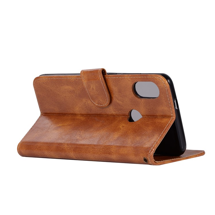 For Xiaomi Redmi Note 6 Pro Retro Style Leather Wallet Stand Mobile Phone Cover - Brown-4