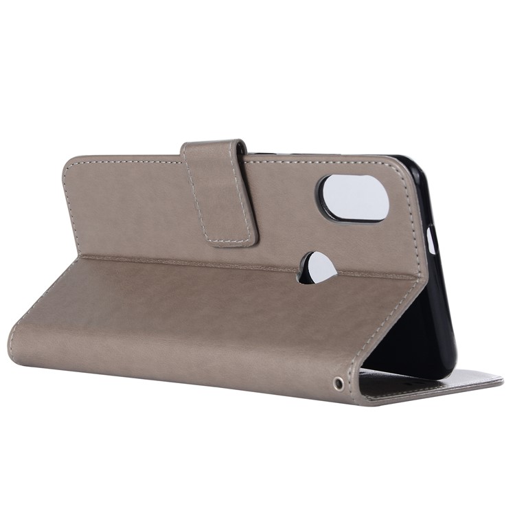 Imprint Owl Dream Catcher Wallet Stand Leather Flip Phone Case for Xiaomi Redmi Note 6 Pro - Grey-4