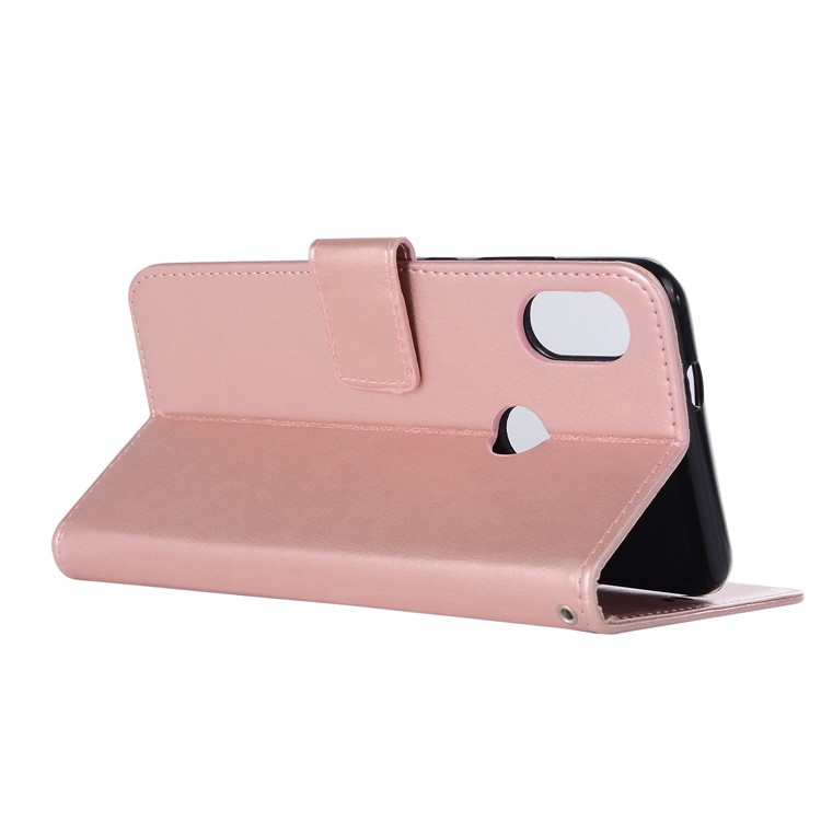 Imprint Owl Dream Catcher Wallet Stand Leather Cover Shell for Xiaomi Redmi Note 6 Pro - Rose Gold-4