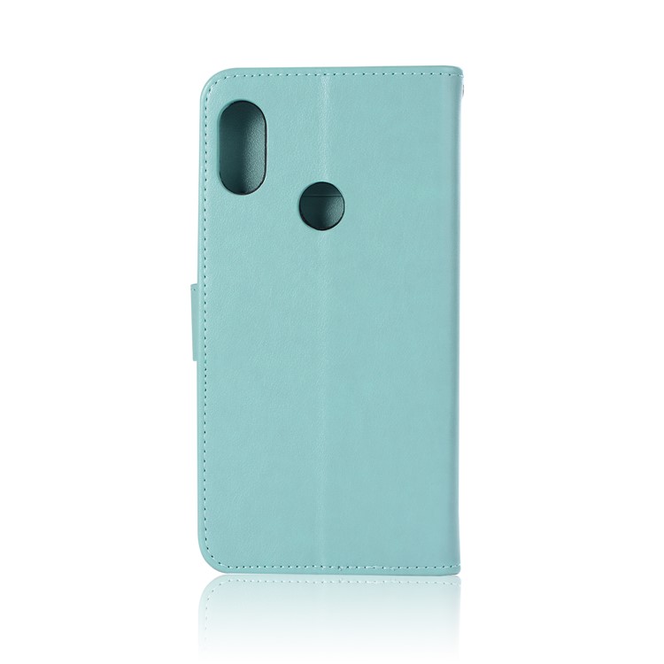 Imprint Owl Dream Catcher Wallet Stand Leather Phone Cover with Card Holders for Xiaomi Redmi Note 6 Pro - Cyan-3