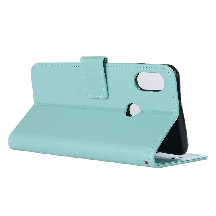 Imprint Owl Dream Catcher Wallet Stand Leather Phone Cover with Card Holders for Xiaomi Redmi Note 6 Pro - Cyan-4