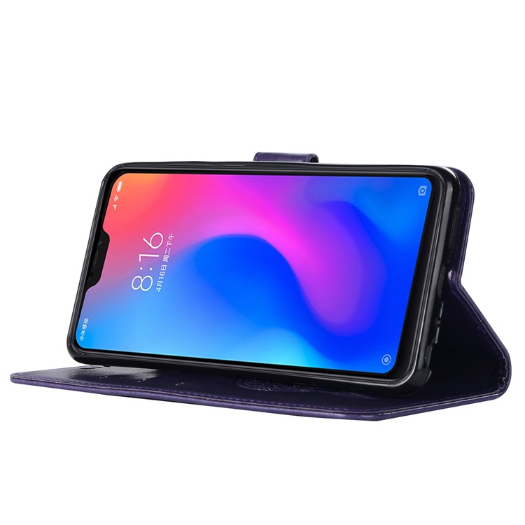 Para Xiaomi Redmi Note 6 Imprint Owl Dream Catcher Billetera Soporte De Cuero Teléfono Folio Accesorio Caso - Púrpura-7