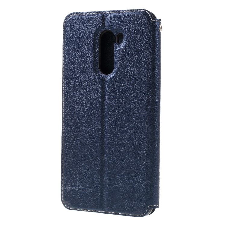 Auto-absorbed Card Holder Stand Leather Case Accessory for Xiaomi Pocophone F1 / Poco F1 - Dark Blue-2