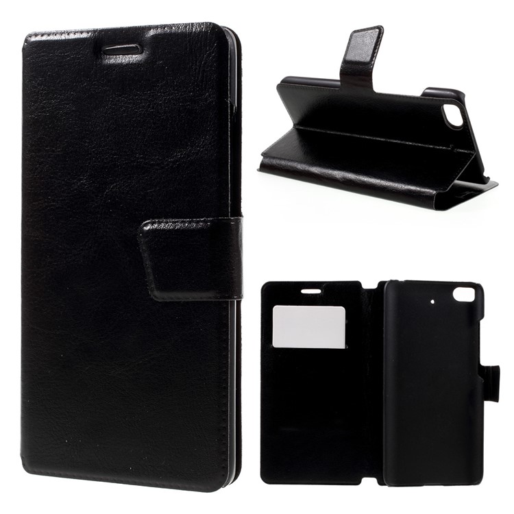 Crazy Horse Card Holder Leather Stand Case for Xiaomi Mi 5s - Black-1