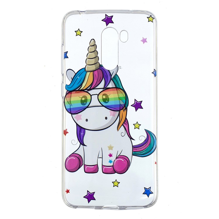 Embossment Protection Pattern Printing TPU Case for Xiaomi Pocophone F1 / Poco F1 (India) - Unicorn Wearing Glasses-2